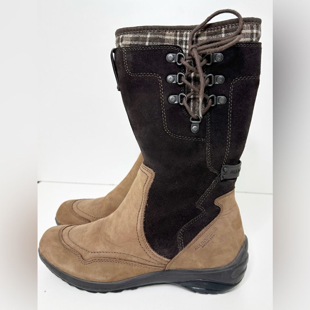 Allrounder by Mephisto Waterproof Hiking Boots Tall Leather Plaid Size 8